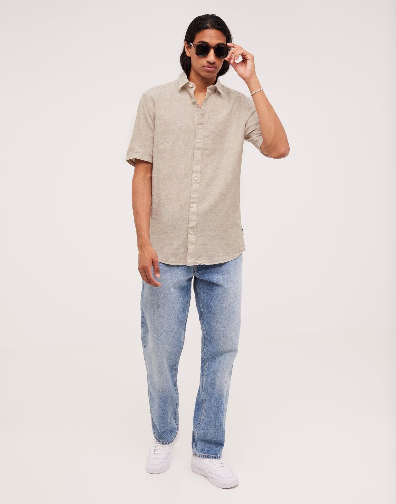 ONSCAIDEN LIFE SS SOLID LINEN SHIRT