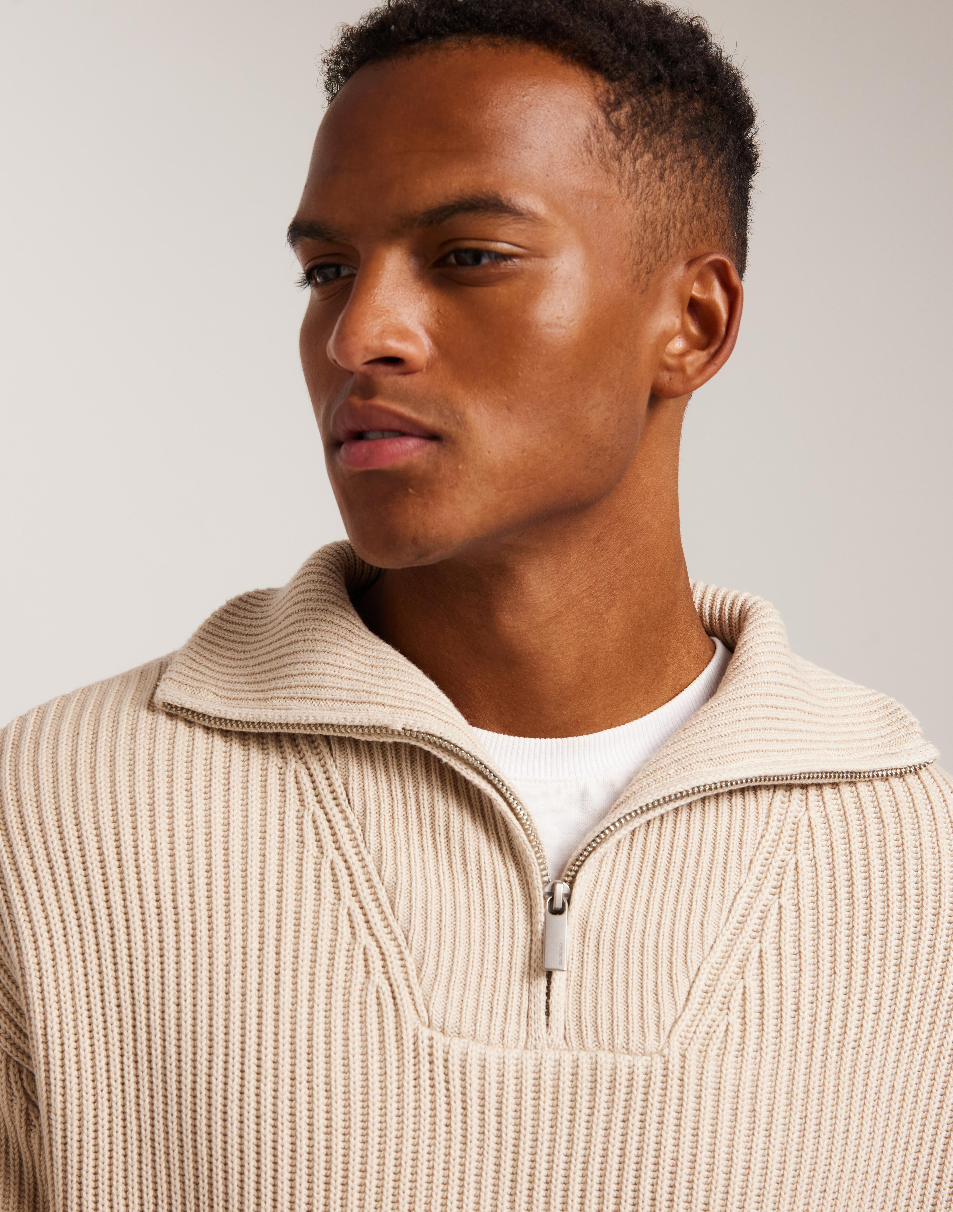 Buy Selected Men SLHDRY LS KNIT RELAXED HALF ZIP - Oatmeal | NLYMAN