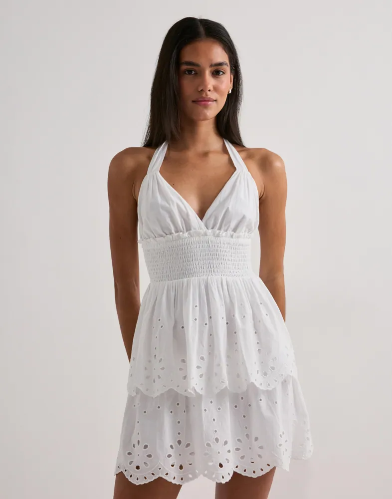 Buy Nelly Tied Embroidered Dress - White | Nelly.com
