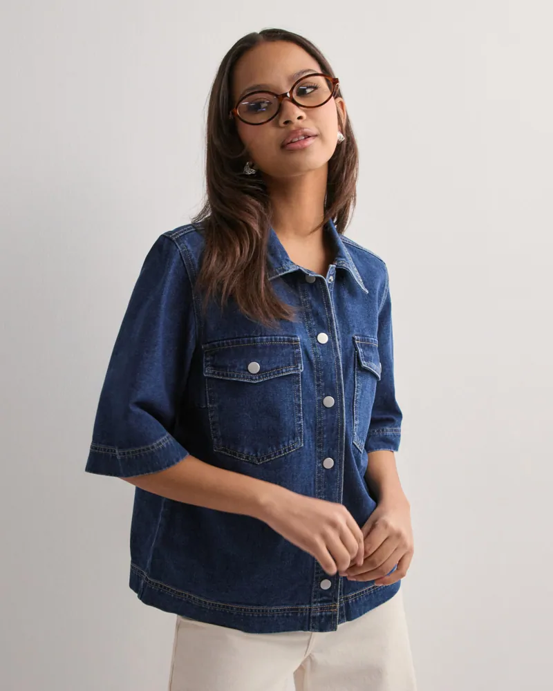 Onlblush Mid Flared Dnm Tai305 Noos bleu denim en coton Élise Nell Only