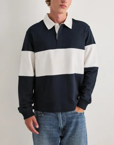 Jack & Jones Jorfrederiksberg Blocking Sweat Pol Långärmad piké Blå
