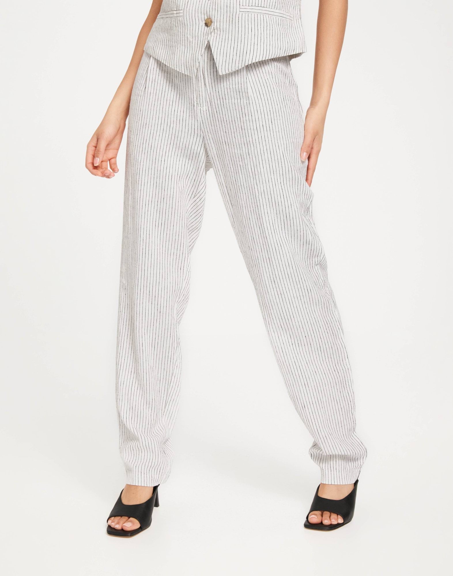 ONLOLGA MW LINEN BL PINSTRIPE PANT