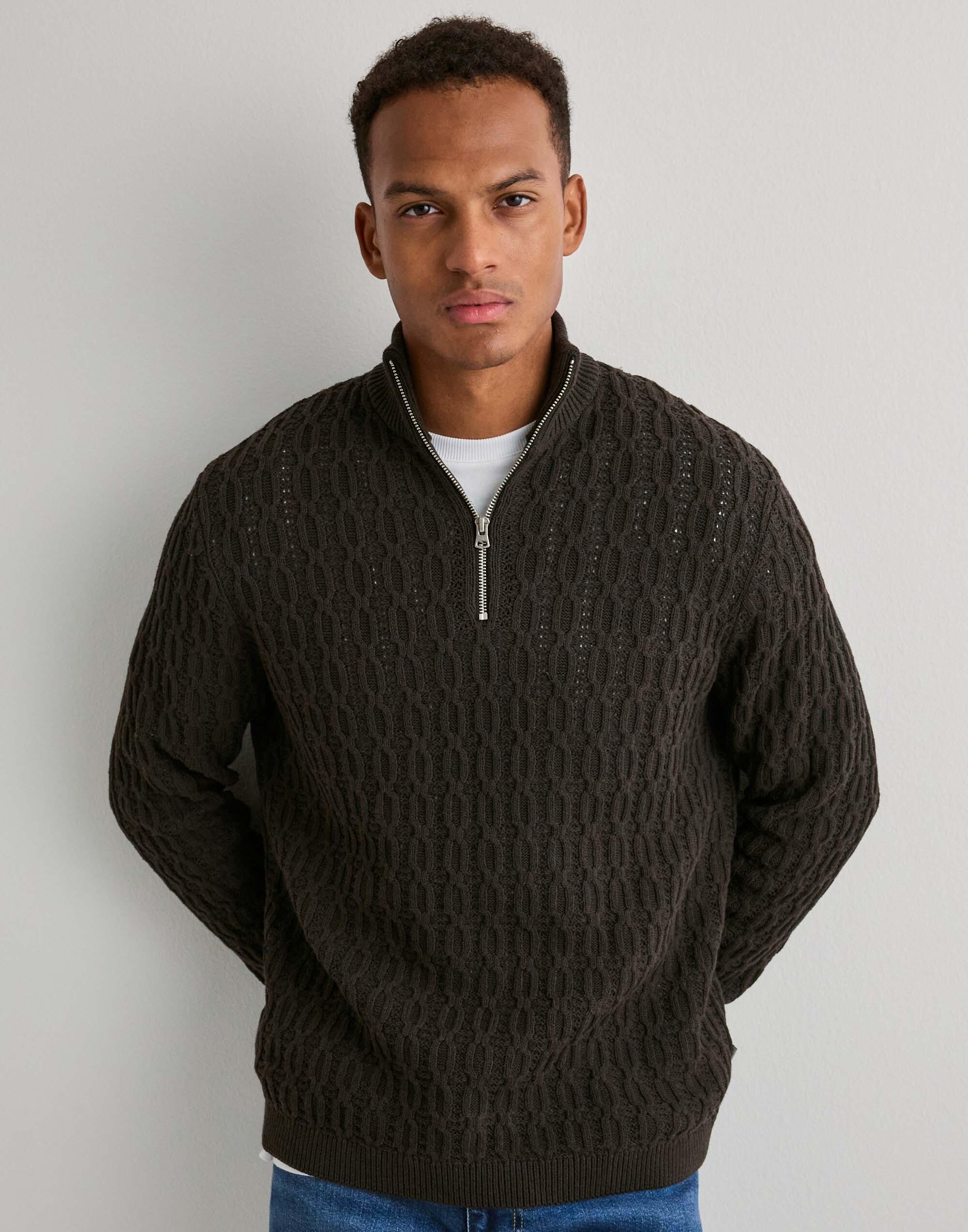 Buy Only & Sons ONSLEONARD LIFE REG 7 HALF ZIP KNIT - Coffee Bean