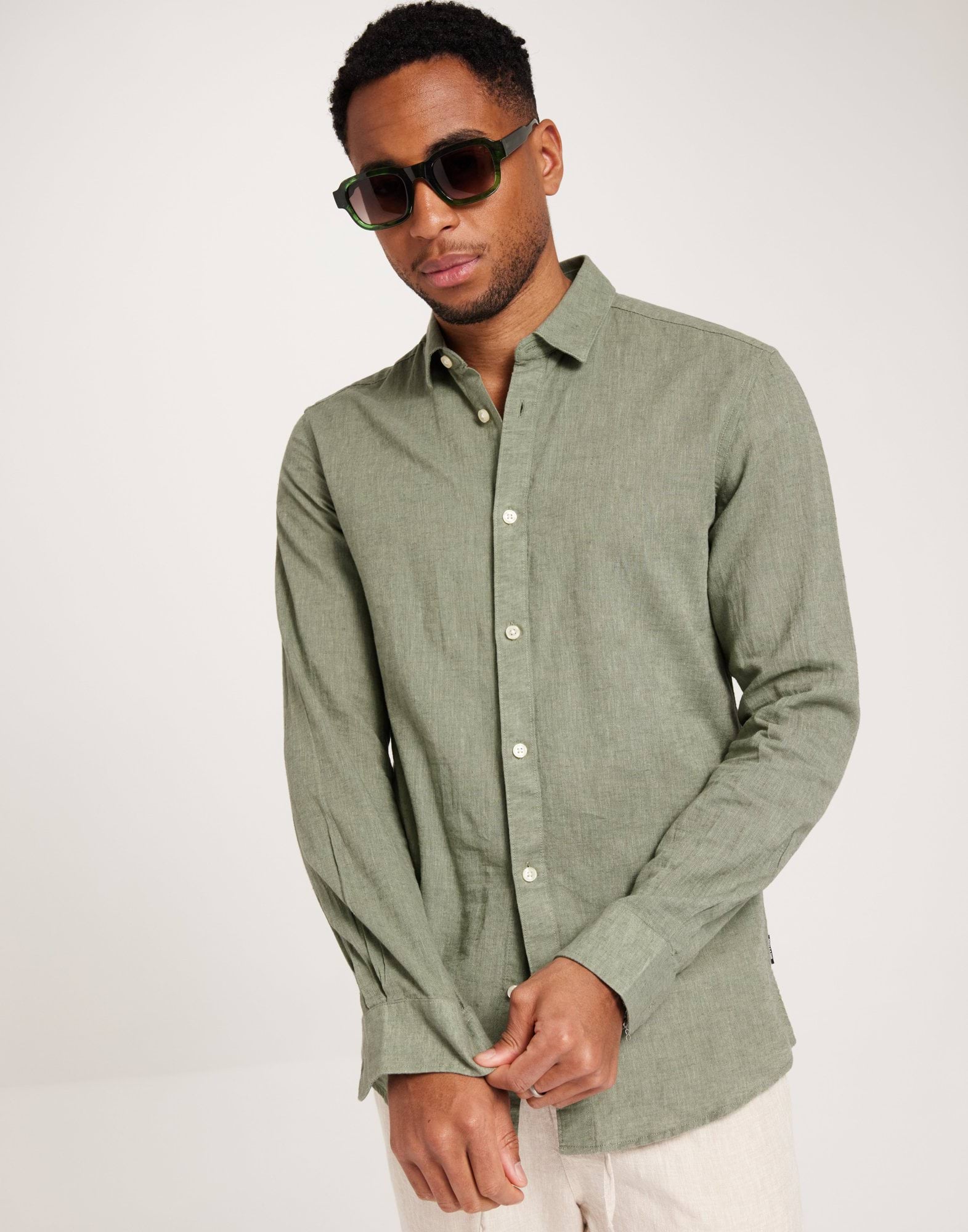 ONSCAIDEN LIFE LS SOLID LINEN SHIRT