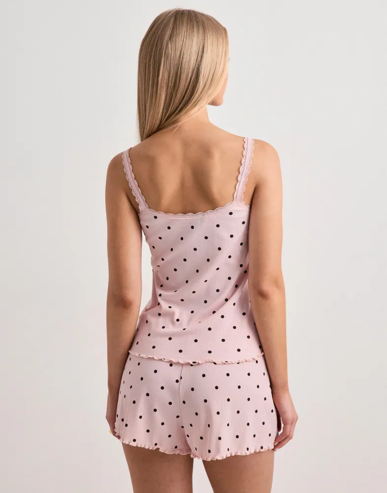 Hunkemöller Singlet Jersey Rib Lace Dot pyjamas & nattlinnen dam – bild 3