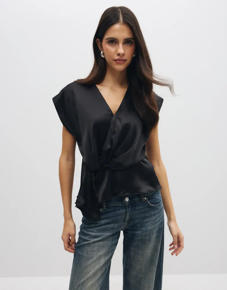 Onldune S/L Wrap Knot Top Wvn