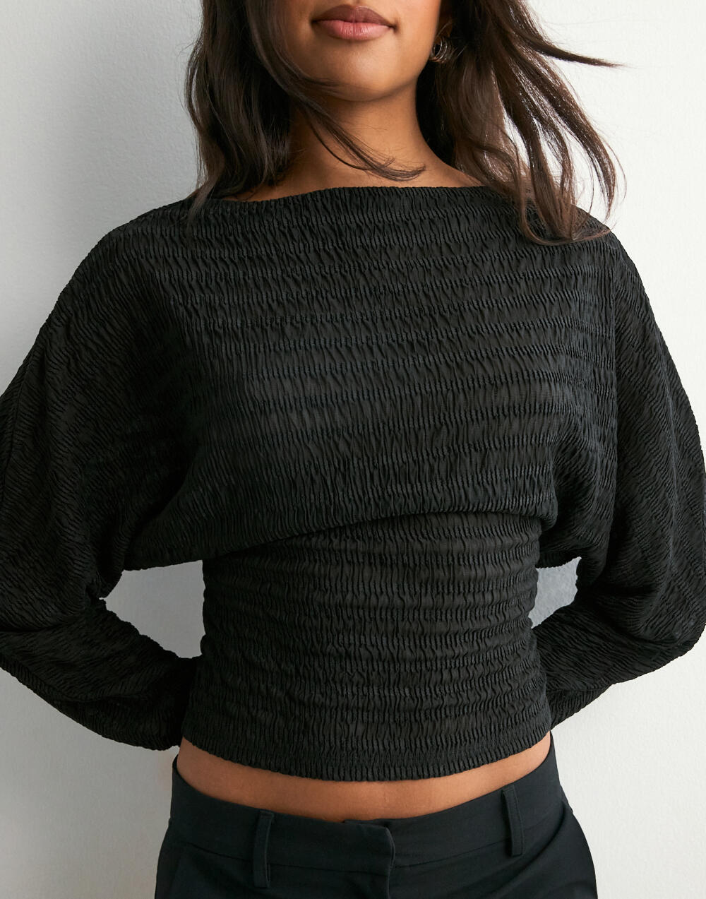 トップス liten Airy Structure Buy Nelly Structure Sheer LS Top - Black | Nelly.com