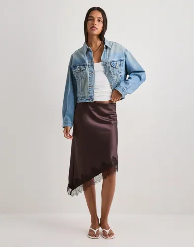 ONLY Onlfaraya Satin Lace Skirt Wvn midikjolar dam – bild 2