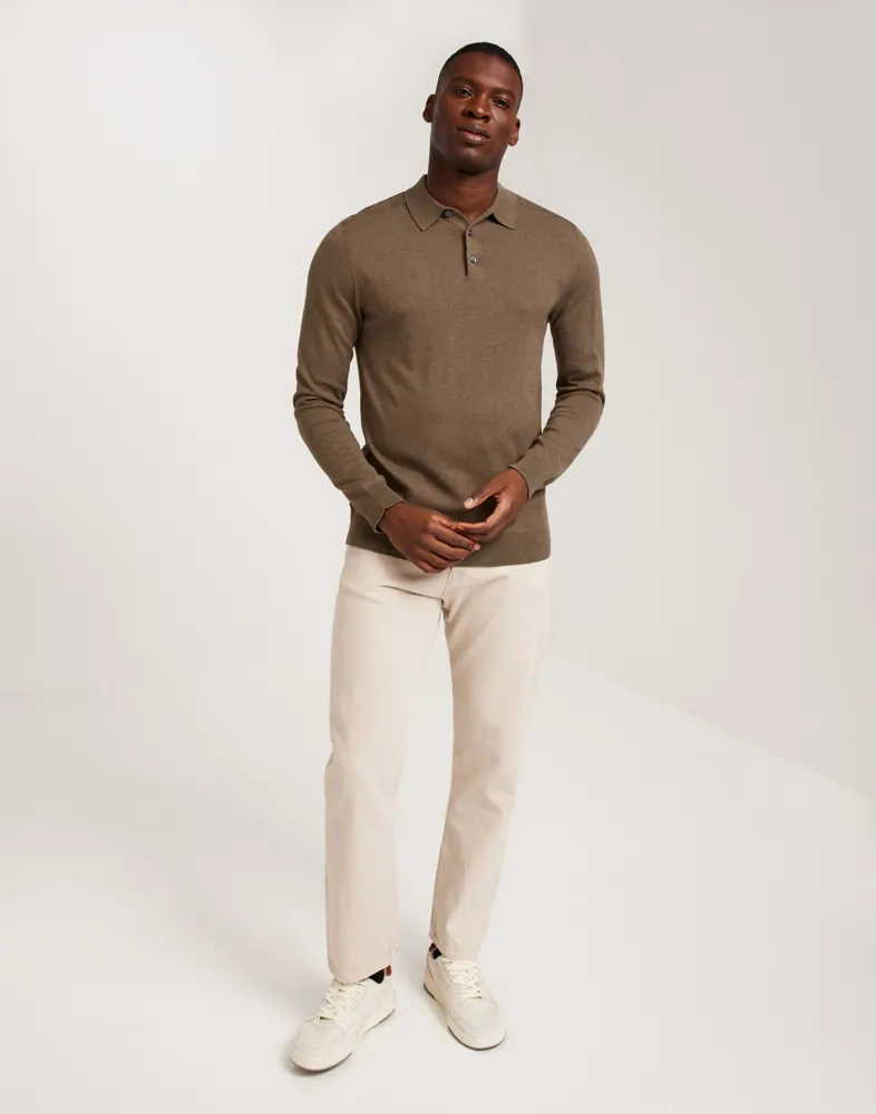 SLHBERG LS KNIT POLO NOOS