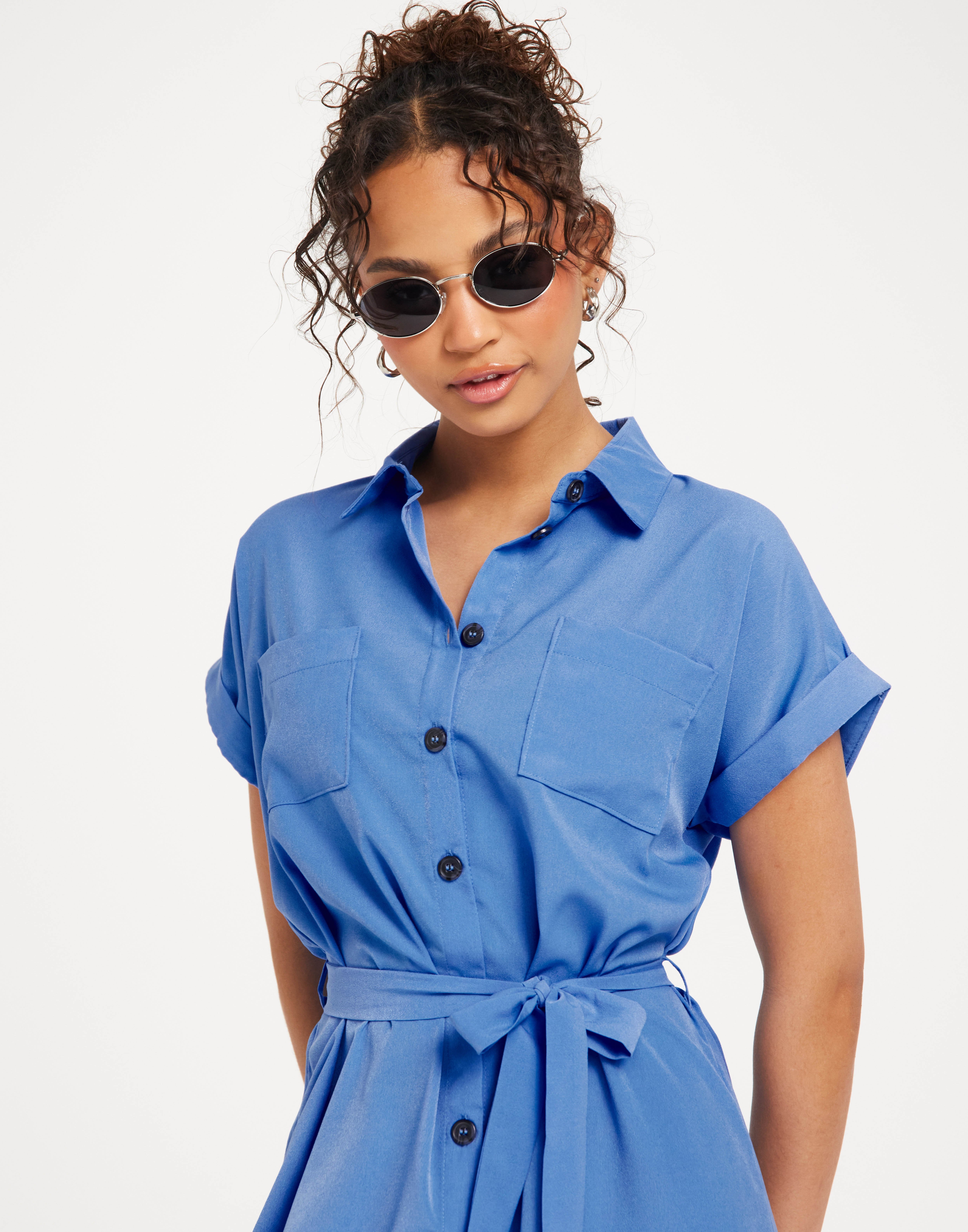 Buy Only ONLHANNOVER S/S SHIRT DRESS NOOS WV - Ultramarine | Nelly.com