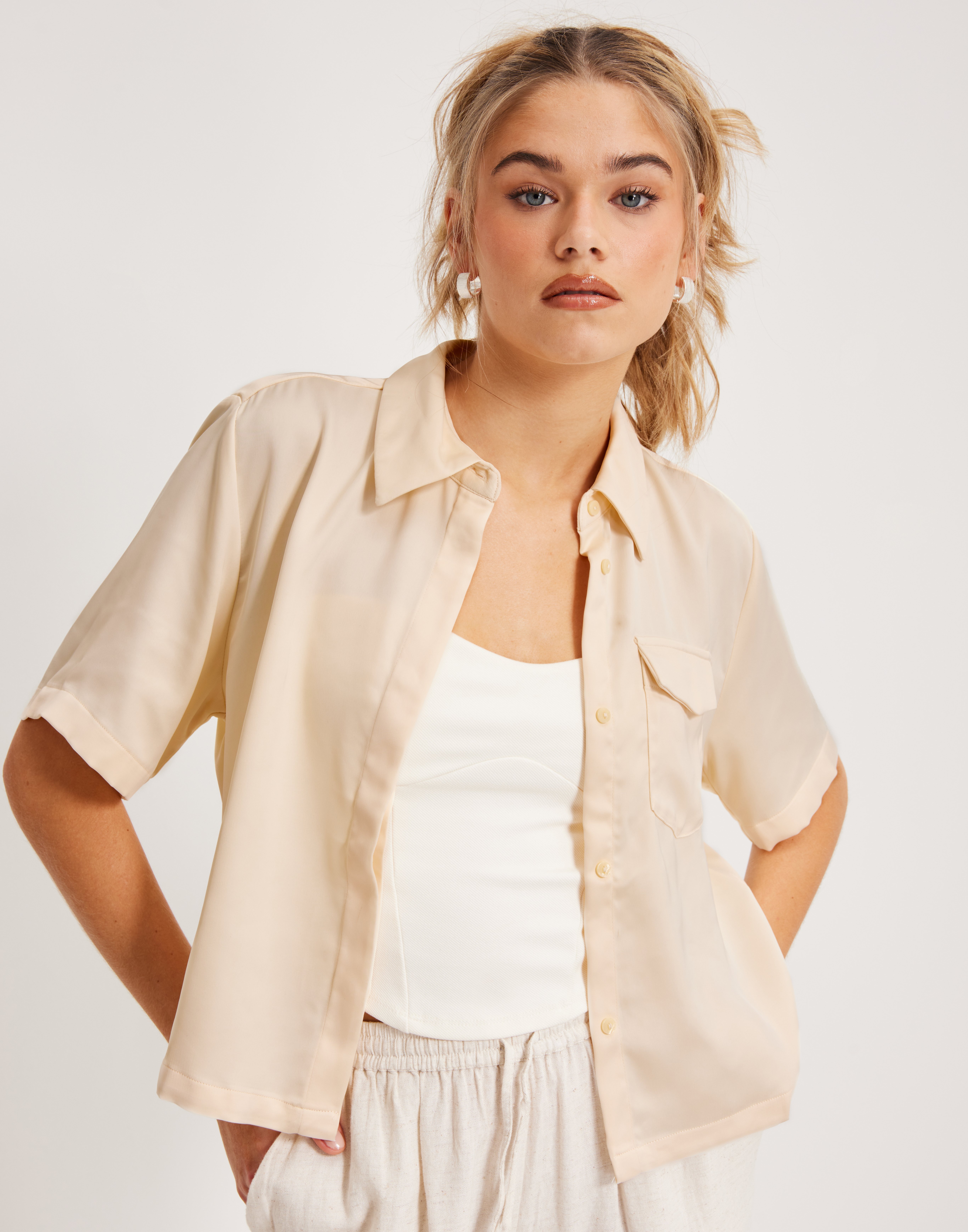Buy JJXX JXLARK SHORT SATIN SS SHIRT WVN SN - Seedpearl | Nelly.com
