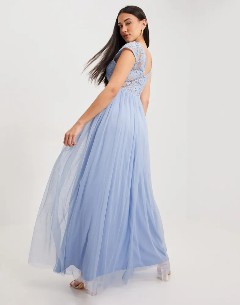 Buy Vila VIULRICANA S/S V-NECK MAXI DRESS/BM - Kentucky Blue | Nelly.com