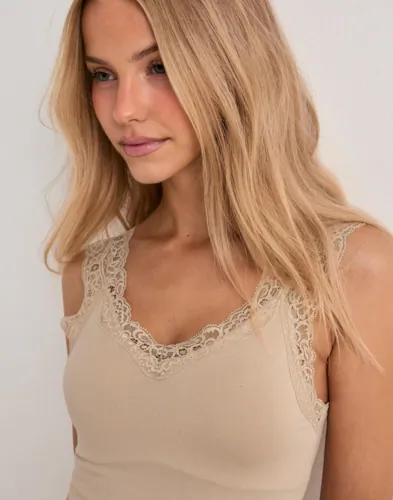 PIECES Pcbarbera Lace Top Noos Bc linnen dam – bild 3