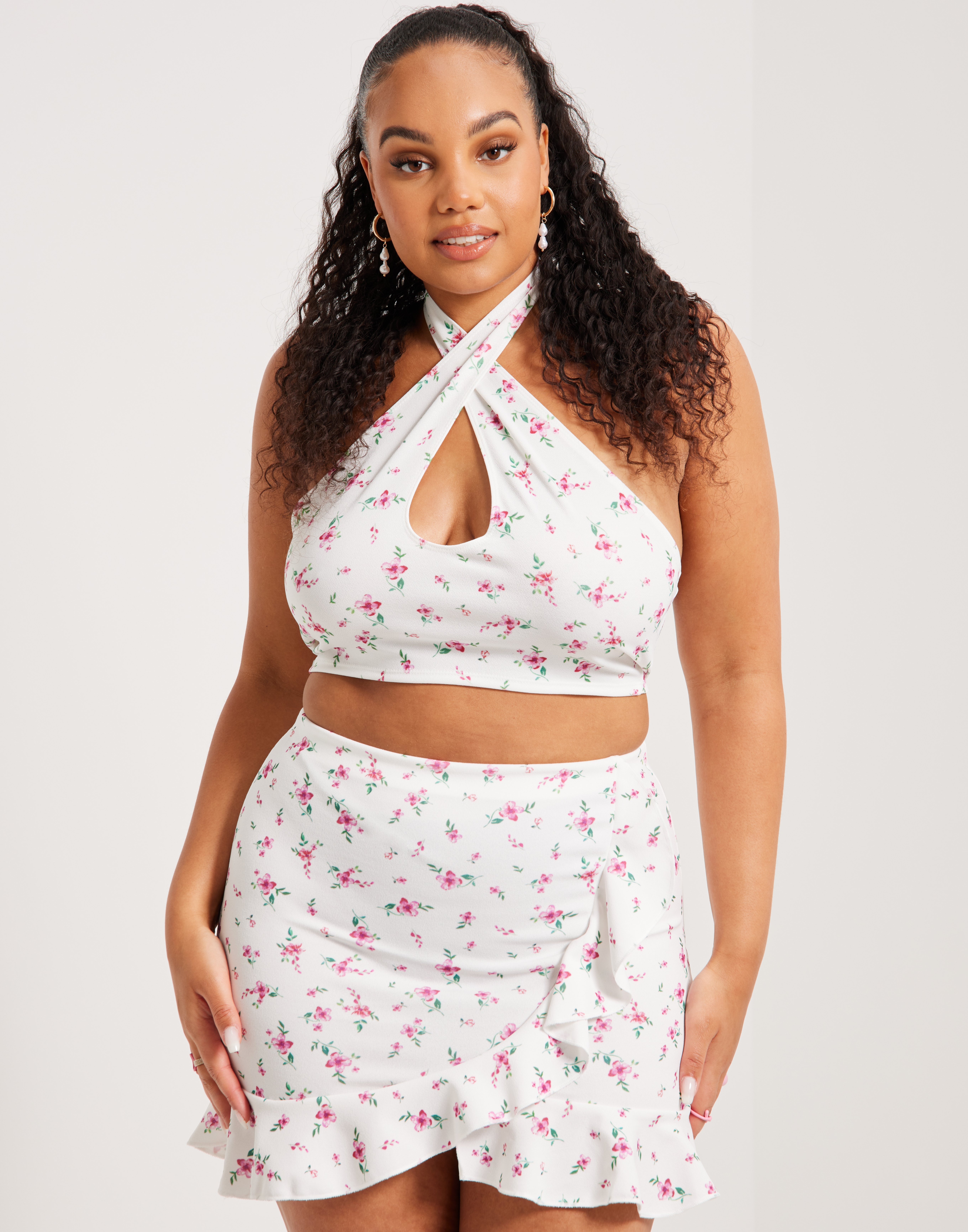 Buy Nelly Frill Mini Print Skirt - White Pattern | Nelly.com
