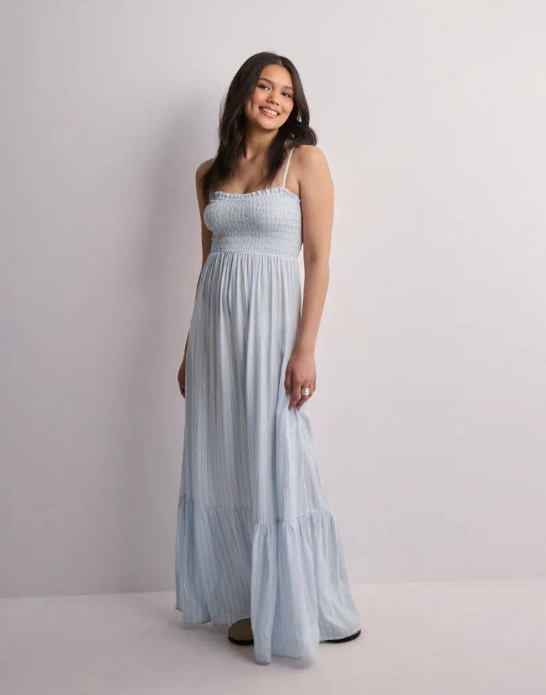 Buy Nelly Smock Long dress - Blue/White | Nelly.com