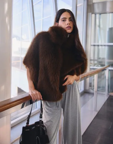 Fake Fur Poncho Jacket