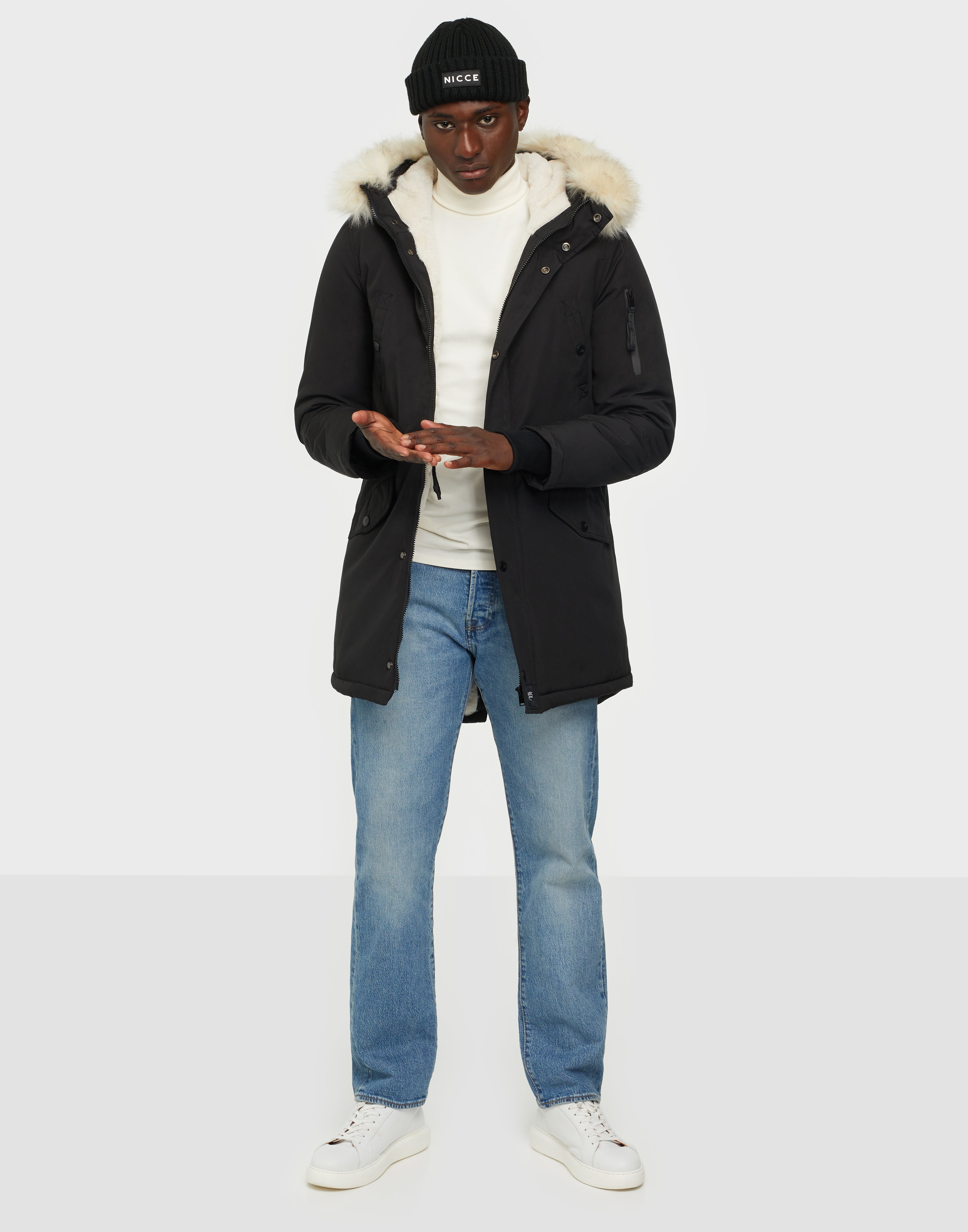 Sixth june lining fur parka black beige hotsell