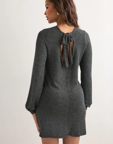 Only - Sølv - Onlcarol L/S Glitter Bow Dress Jrs