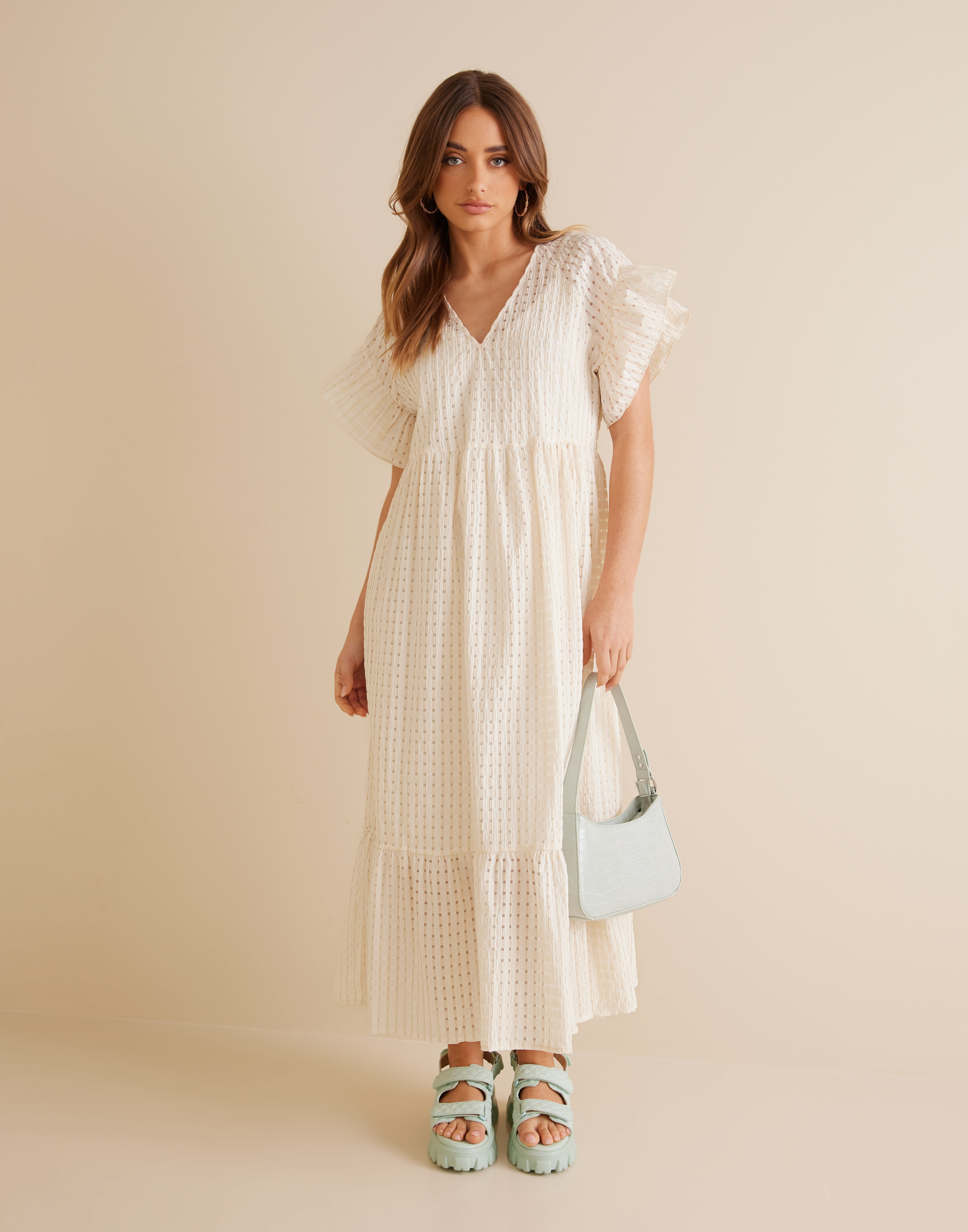 Buy OBJECT OBJVITA S/S LONG DRESS REP - Cloud Dancer Clear | Nelly.com