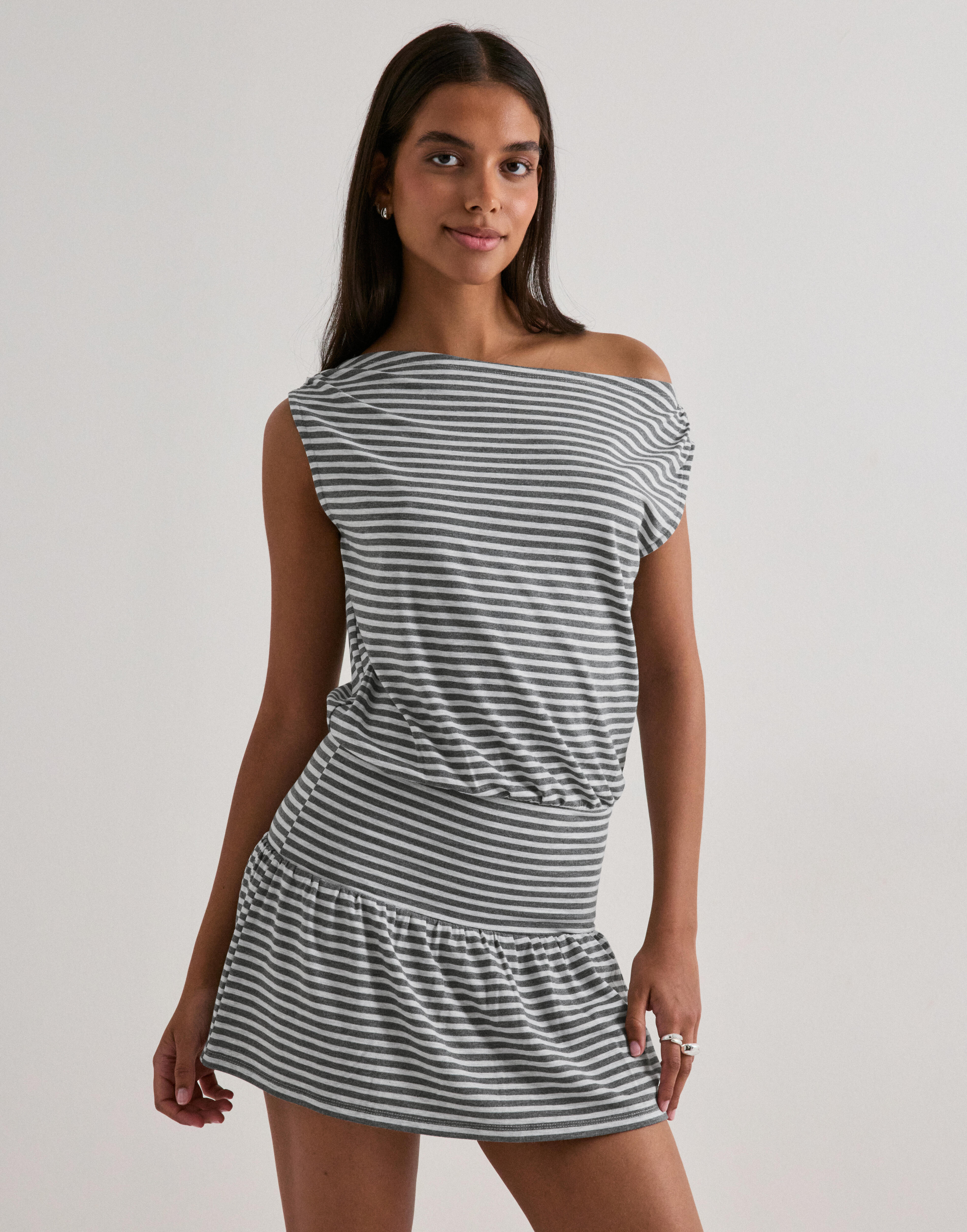 Soft Shoulder Mini Dress