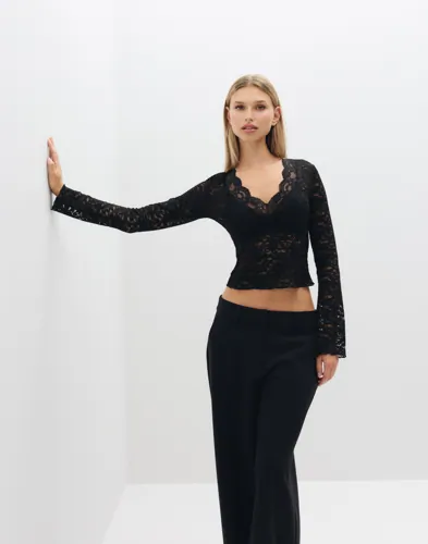 ONLY Onlnikka L/S Lace Top Jrs Noos toppar dam – bild 2