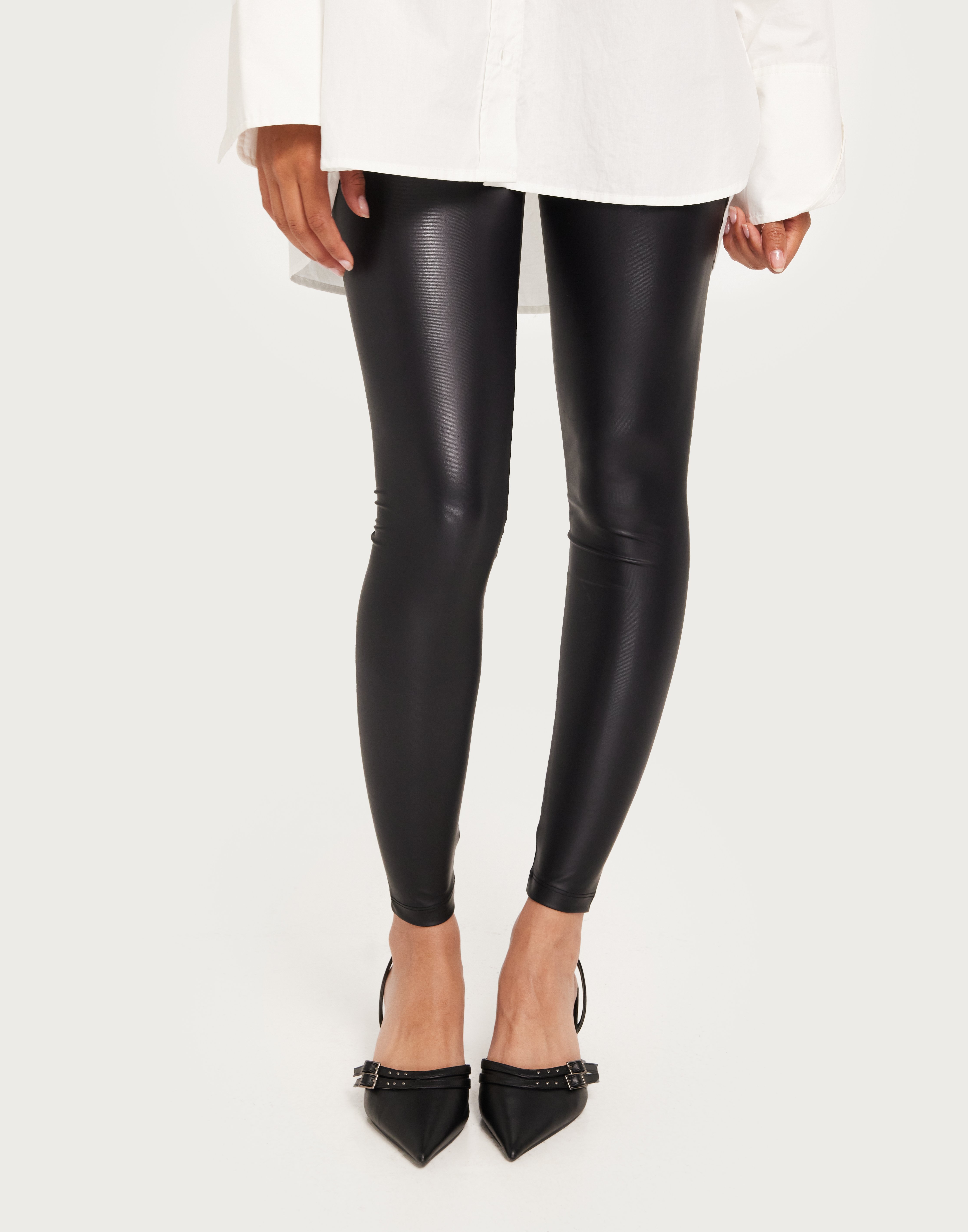 Pieces - Svart - Pcnew Shiny Leggings Noos