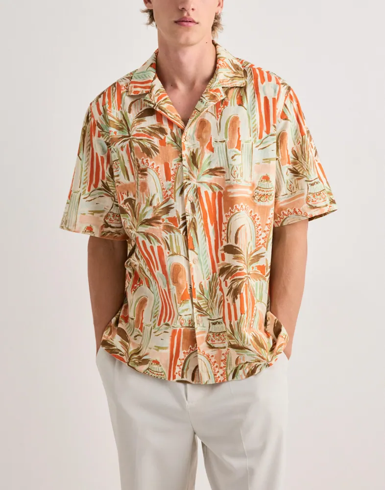 Palm Aop Ss Shirt Kortärmade skjortor