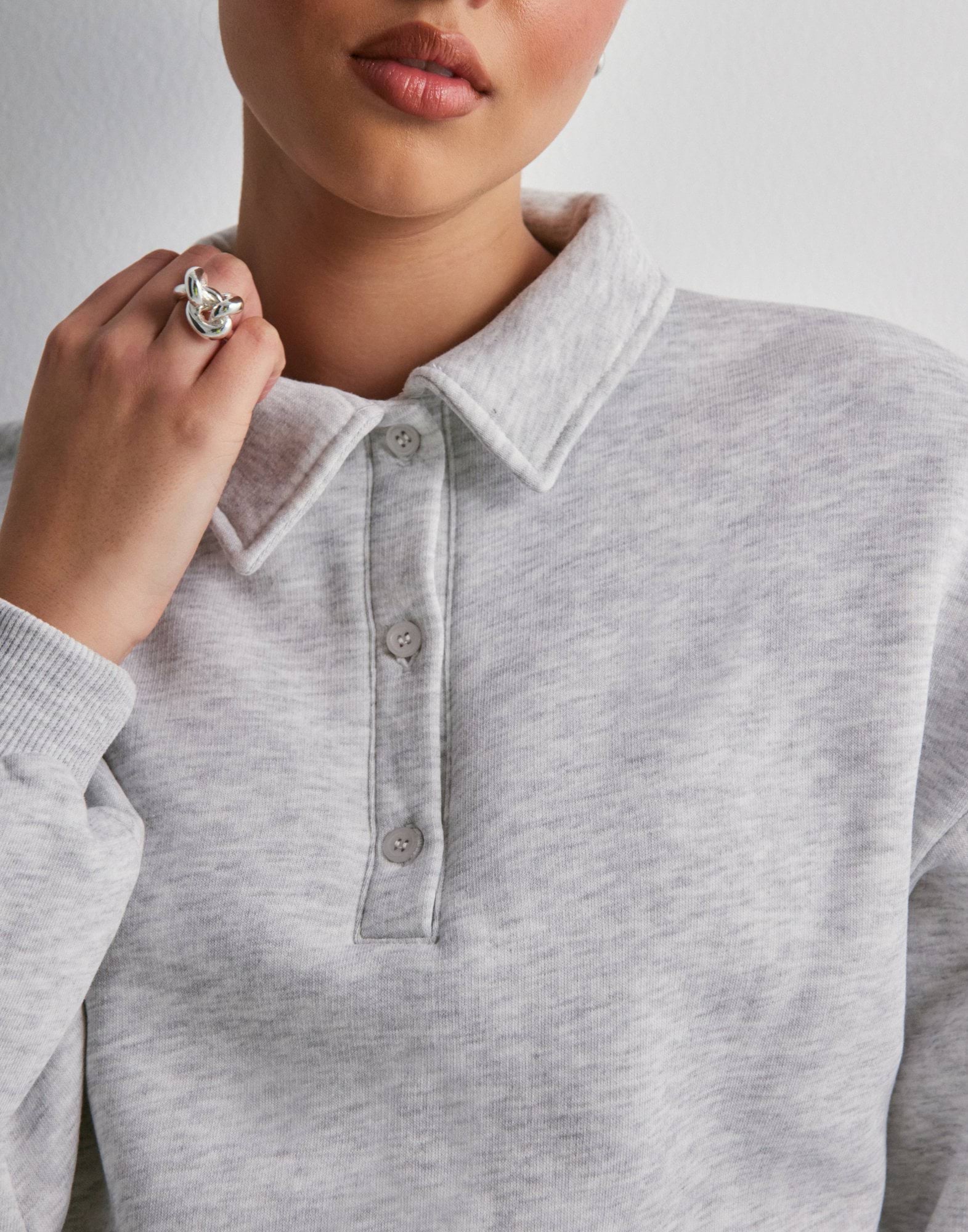 Button Up Collar Sweat