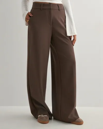Nelly - Brun - Mid Waist Wide Suit Pants