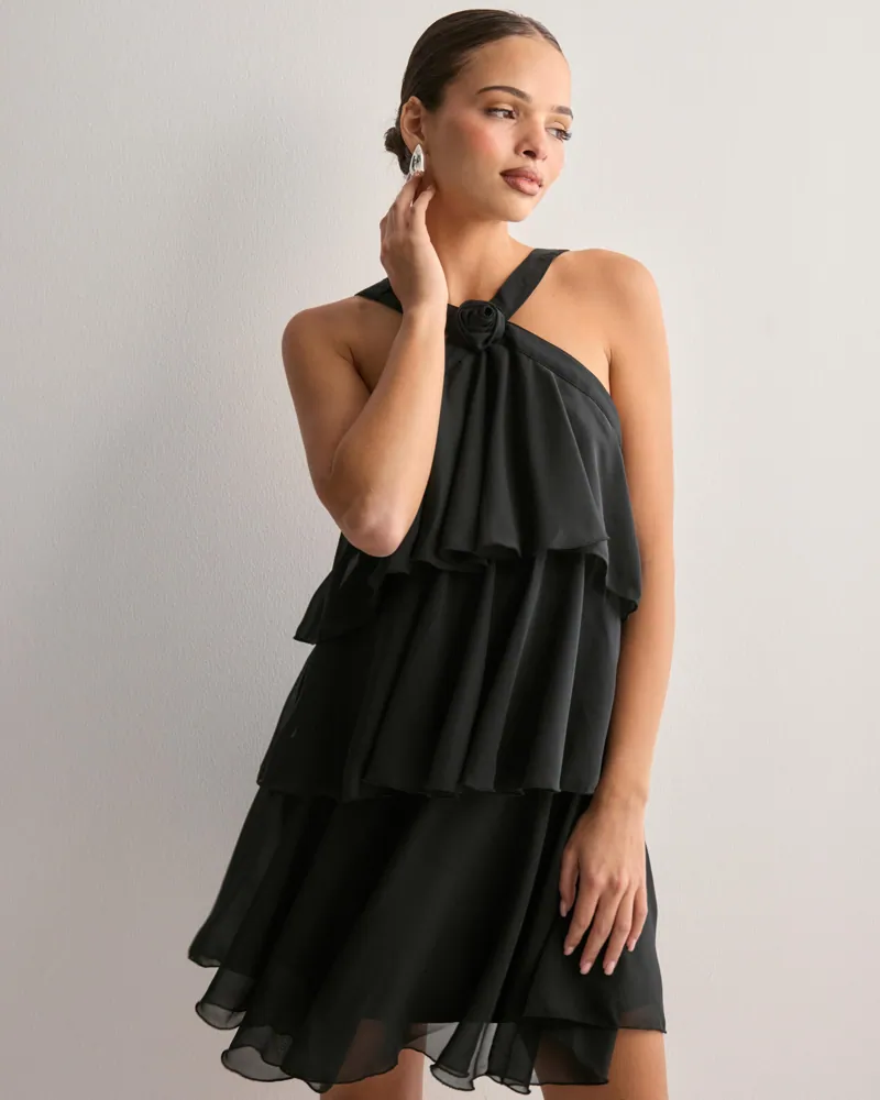 ruffle bottom dress short Amazon.com: METOES Women's 2024 Black Short Mini Dress Solid Ruffle Hem  Dress, X-Small : Clothing, Shoes & Jewelry