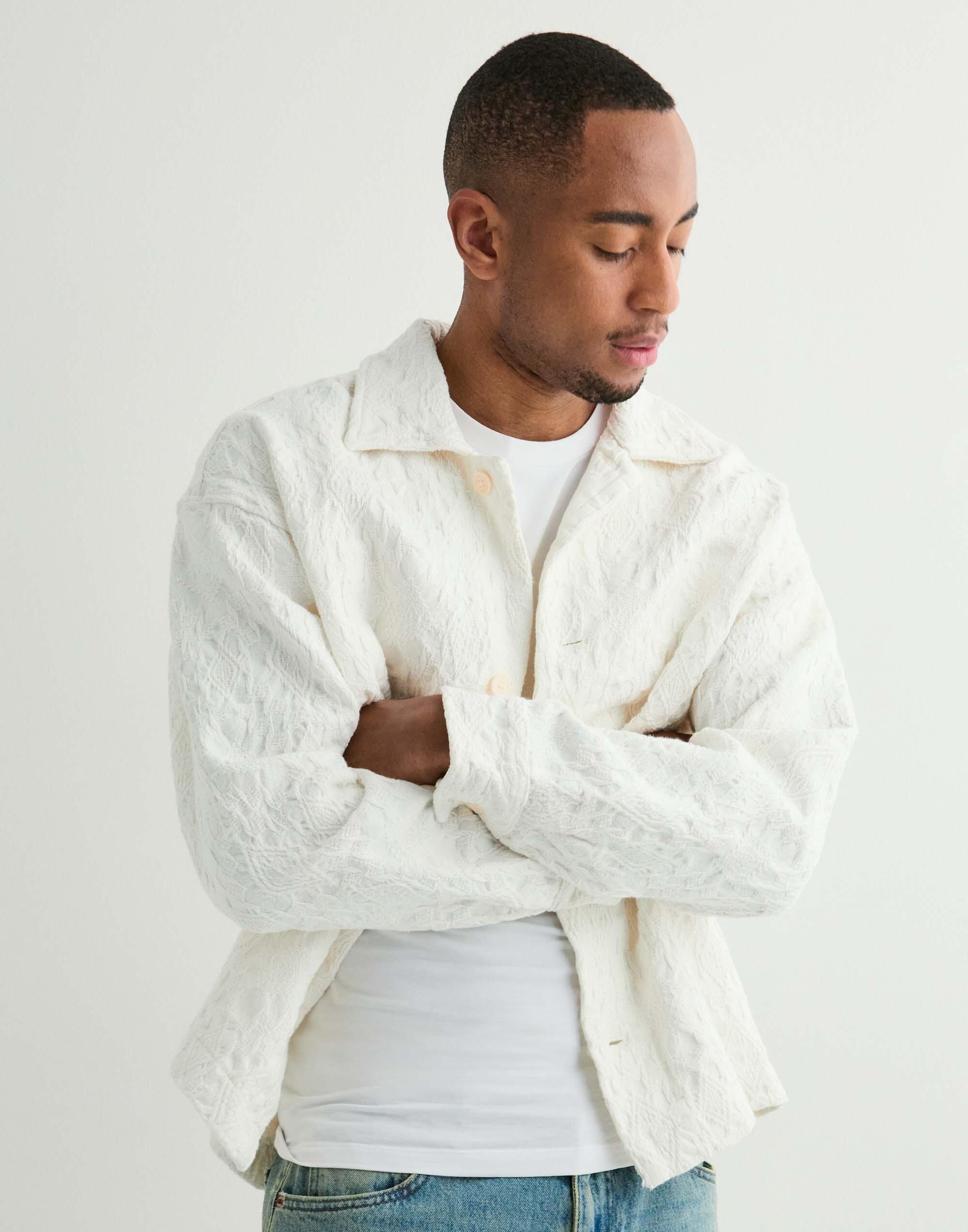 Buy Jack & Jones JORGRAND JACQUARD OVERSHIRT LS - Antique White