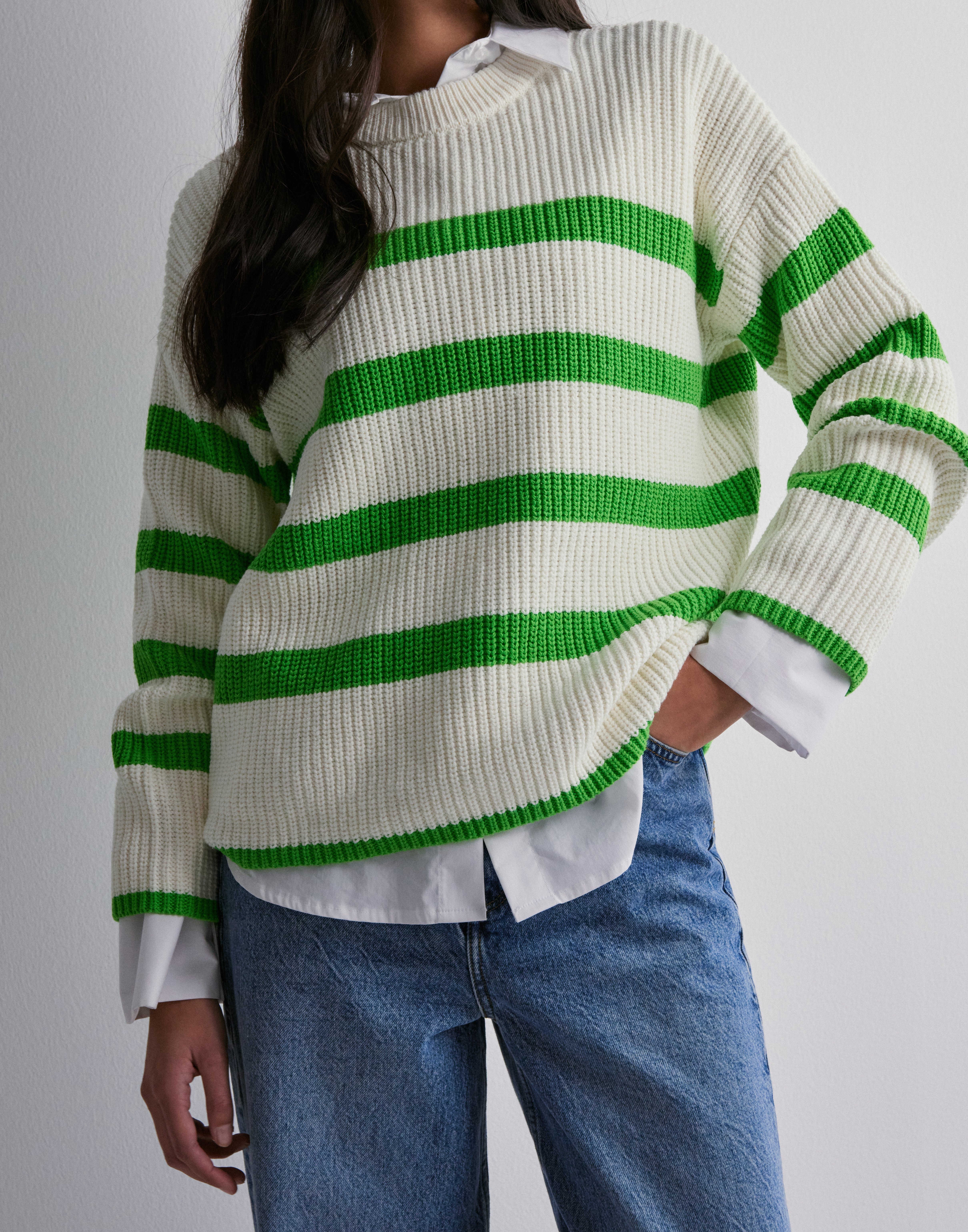 Selected Femme - Grøn - Slfbloomie Ls Knit O-Neck Noos