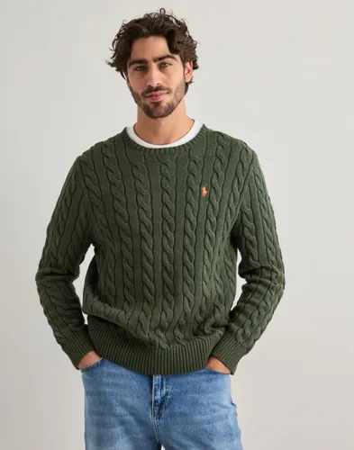 Grön kabelstickad tröja från Polo Ralph Lauren med rund hals
