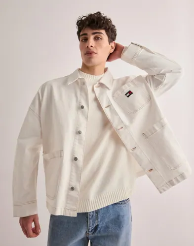 Tommy Jeans vit oversize jeansjacka med broderad logga