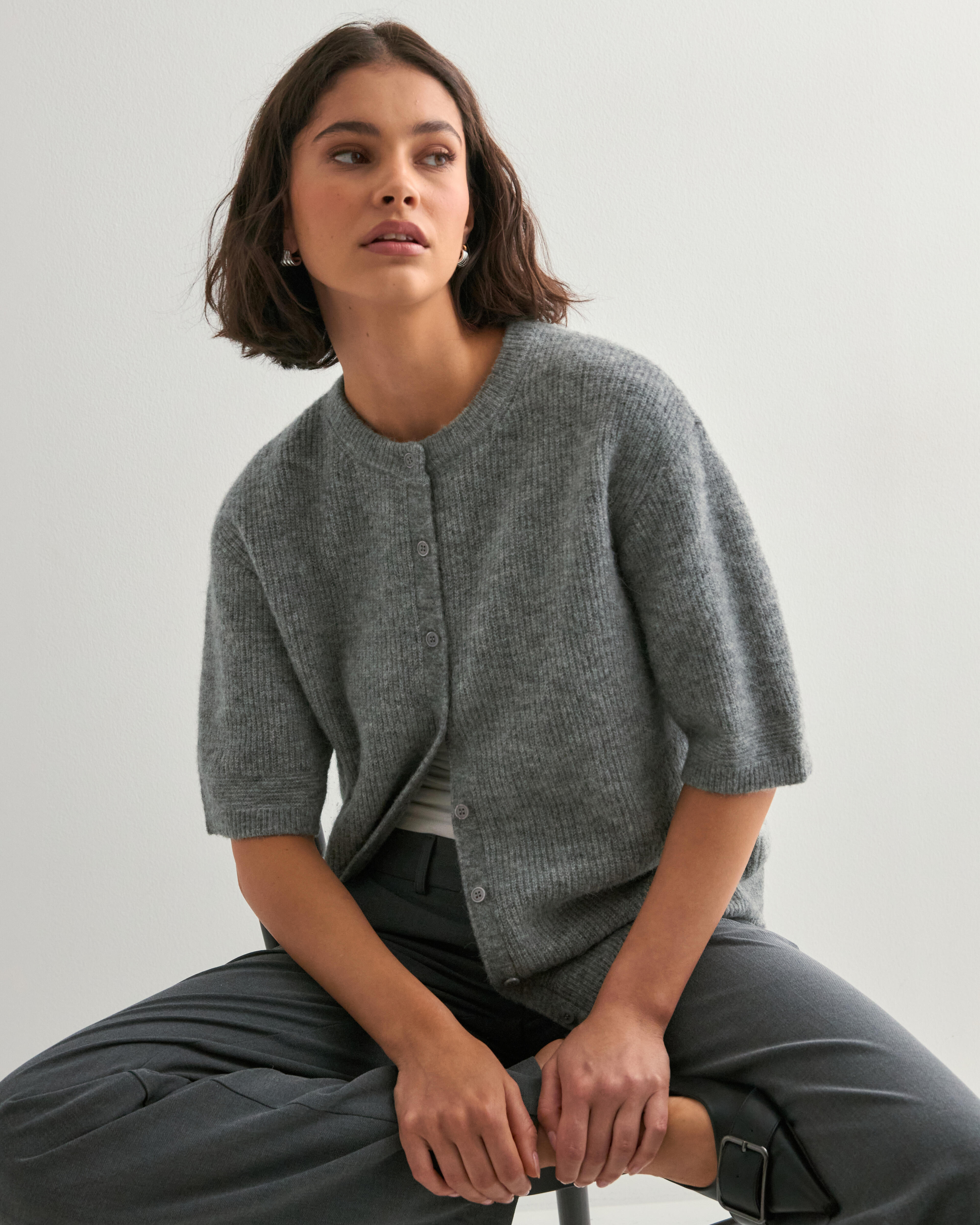 Buy Samsøe Samsøe Saanoura ss cardigan 7355 - Grey Melange | Nelly.com