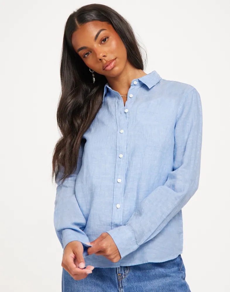 Buy Gant REG LINEN CHAMBRAY SHIRT - *NY*Gentle Blue | Nelly.com