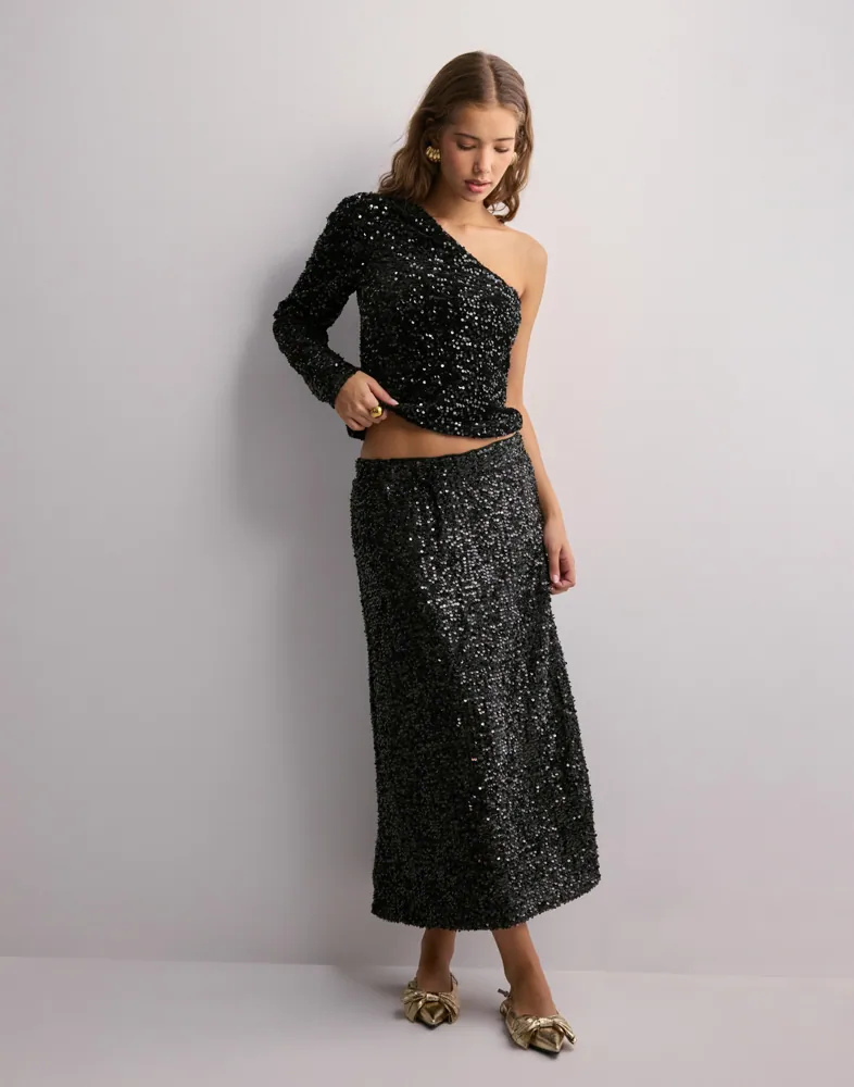 PIECES Pcserena Sequin Hw Midi Skirt Mm