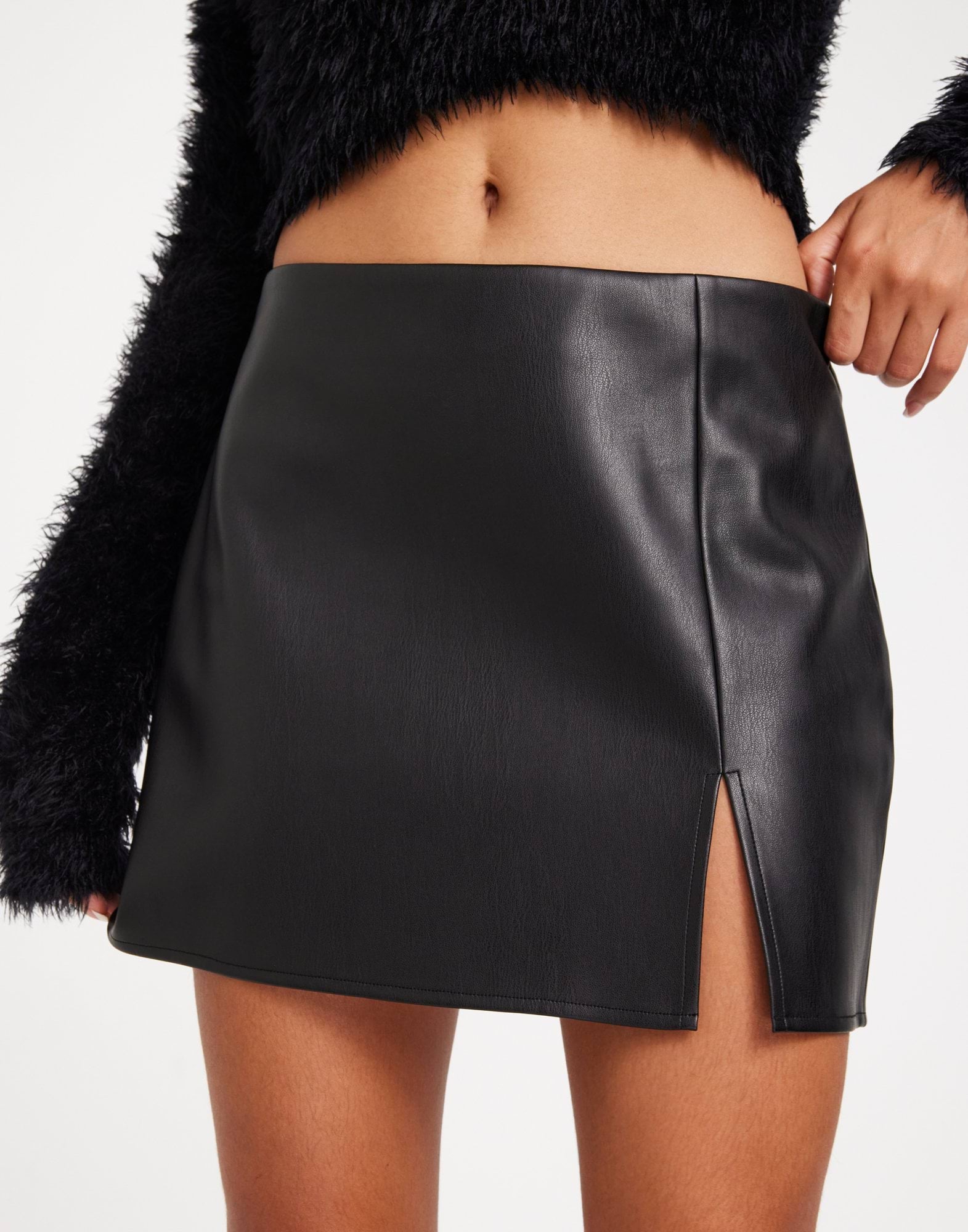 Mini PU Slit Skirt
