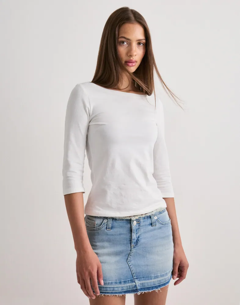 Nelly No Waist Fringe Jeans Skirt dam – bild 2