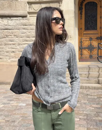 Nelly - Grå - Hood Knit Cardigan