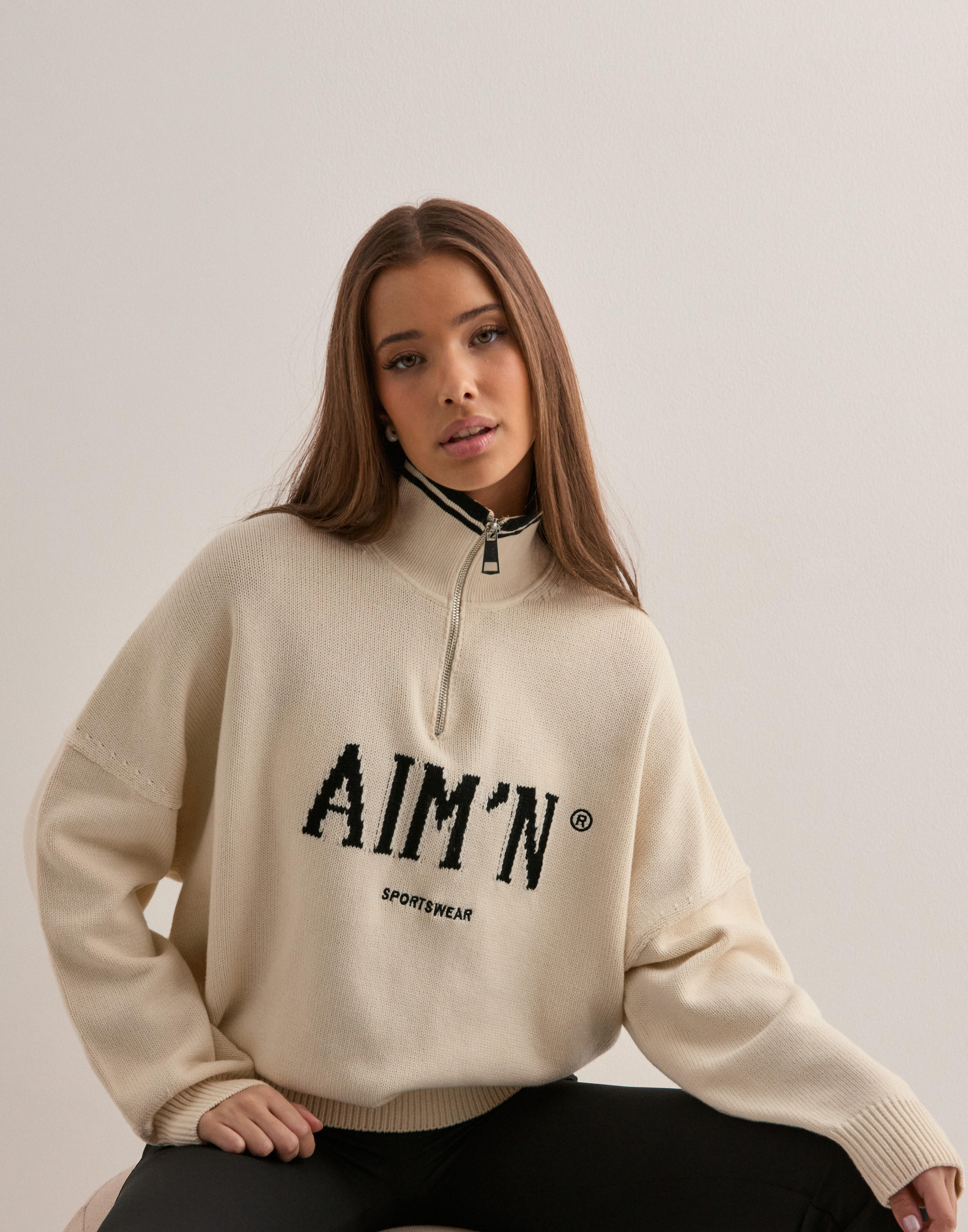 Buy Aim'n College Knitted Half Zip - Almond | Nelly.com