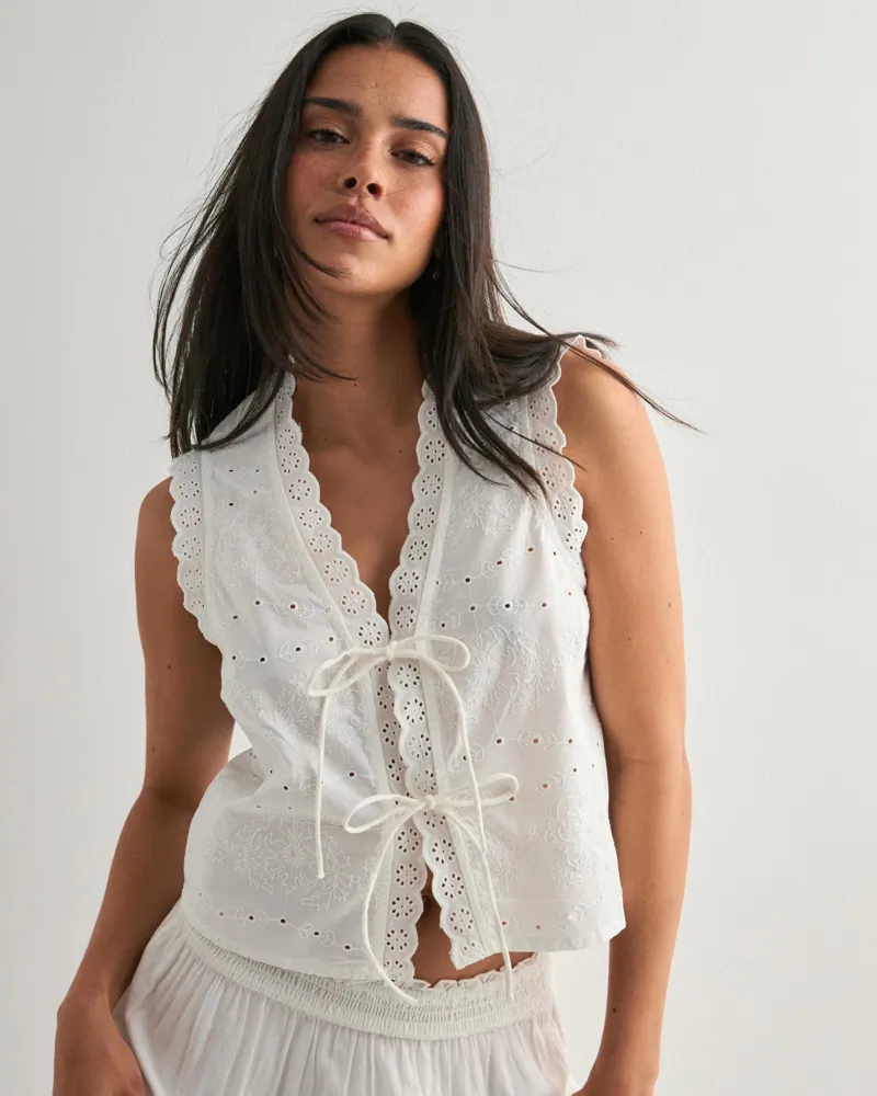 Pctalia Sl Tie Top Wvn