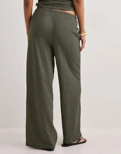 Only - Grön - Onlerikka Hw Wide Crinkle Pant Pnt