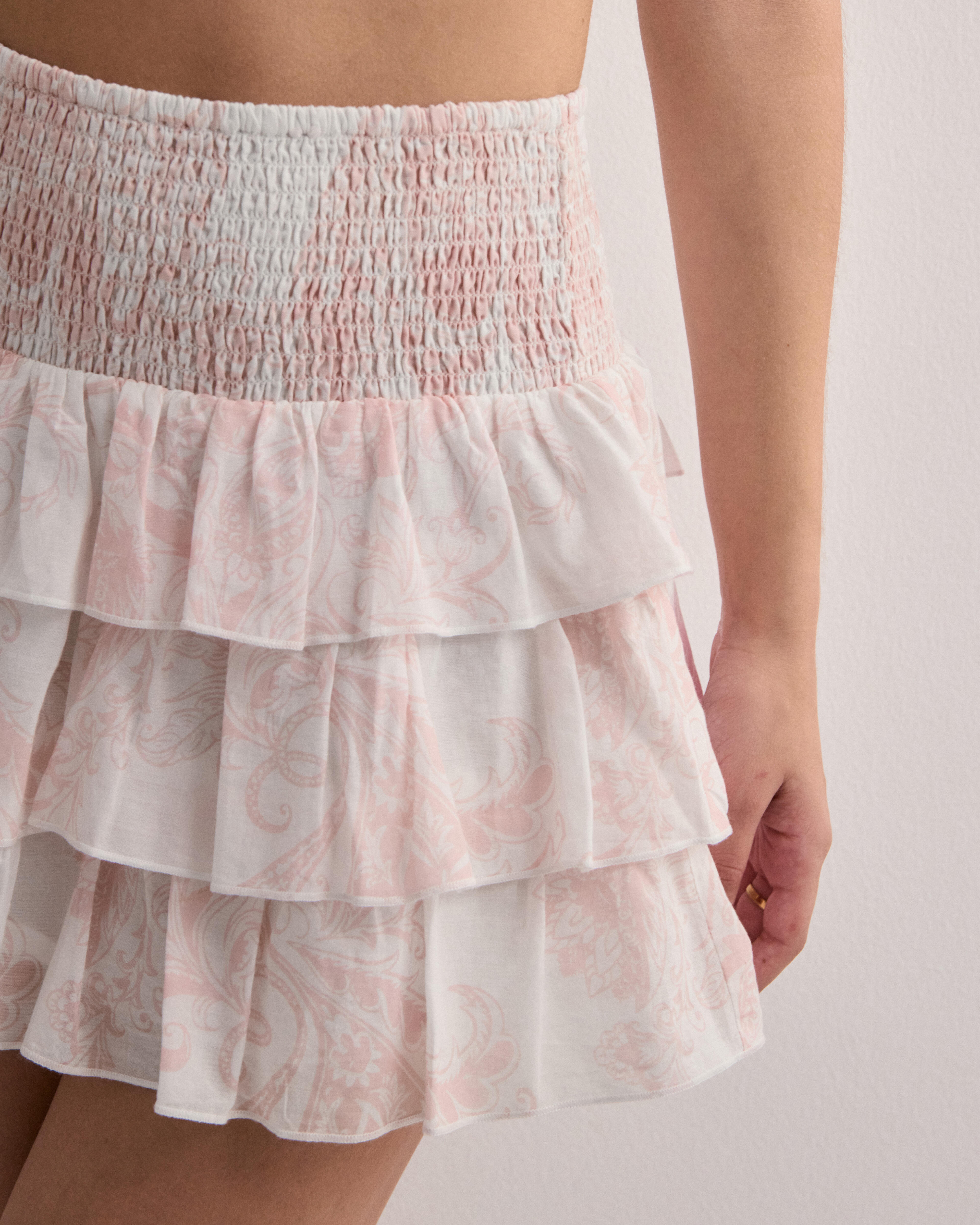 ◆ITZAVIBE◆ ISK0035 Terry Ruffle Skirt Pink ISK003-5 Buy Nelly Frill Skirt - Pink Pattern | Nelly.com