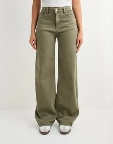 Pieces - Grøn - Pcsilke Mw Wide Colered Jeans Noos