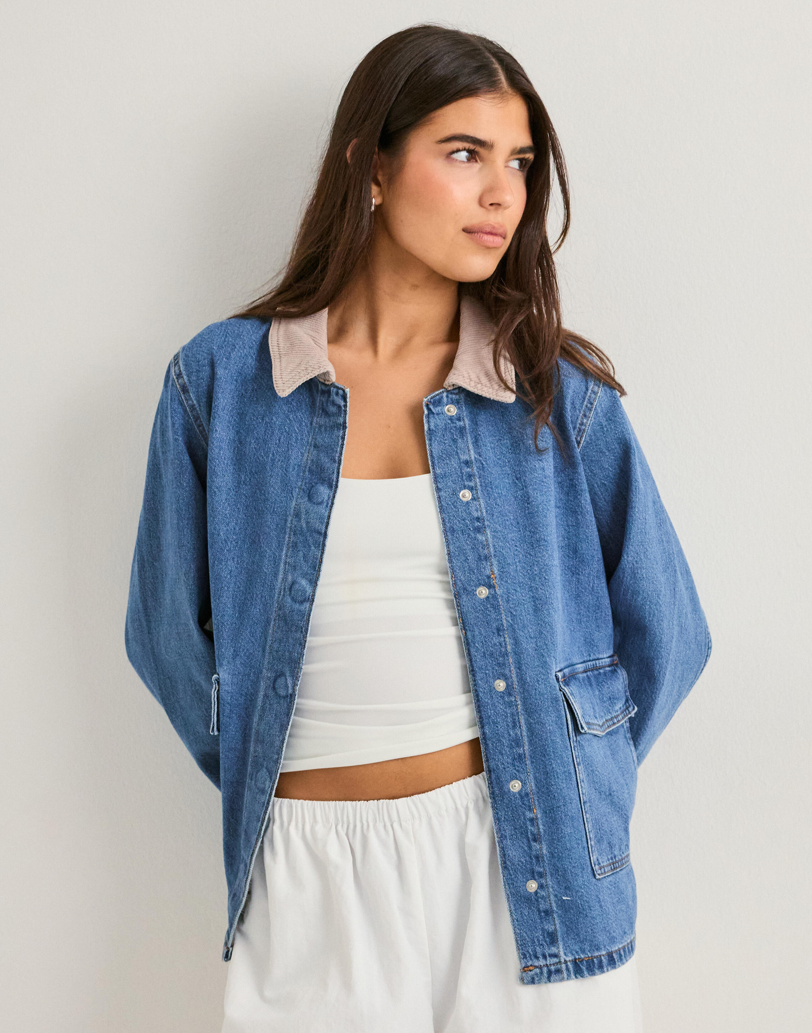 Buy Vero Moda VMENYA LS WORKWEAR JACKET - Medium Blue Denim