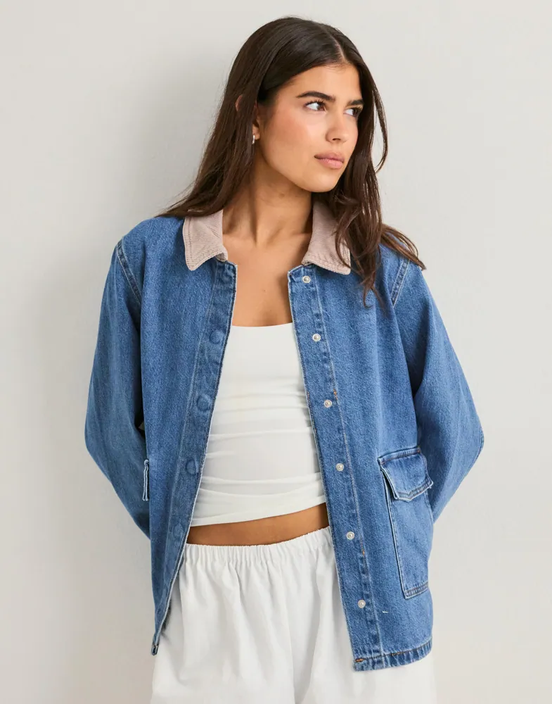 VERO MODA Shacket VMJAMIE | Giacca In Denim Leggera Per Autunno | Colletto Fly-away E Tasche Anteriori
