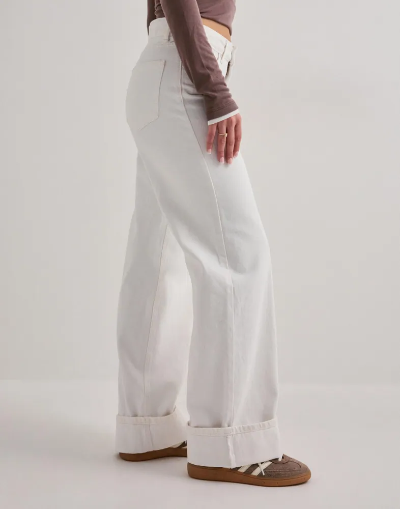 ONLY Onlella Mw Wide Fold Up Dnm White T jeans dam – bild 3