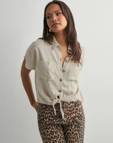 Pieces - Beige - Pcpia Ss Tie Shirt Wvn Noos