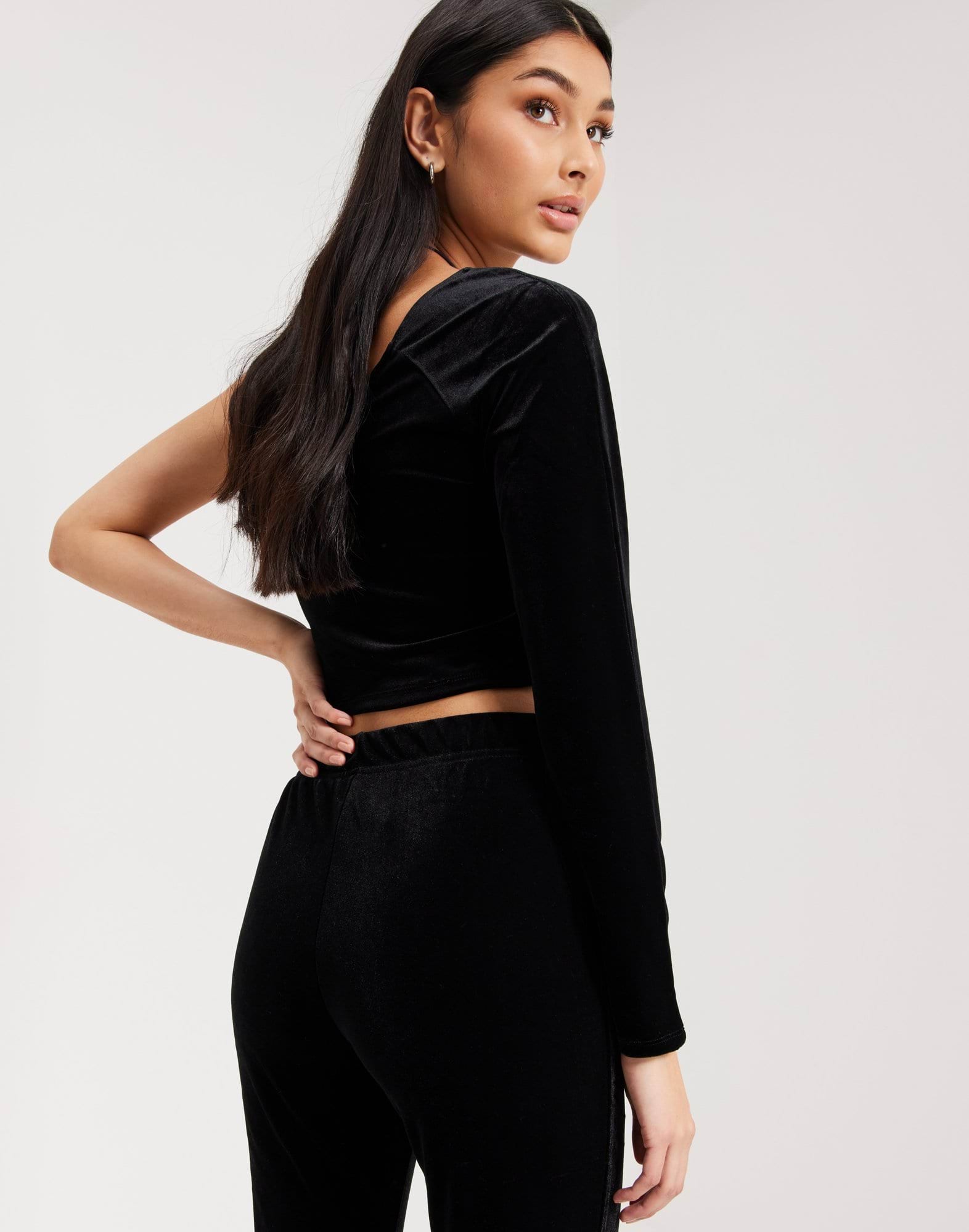 ONLSMOOTH ONE SHOULDER VELVET TOP J